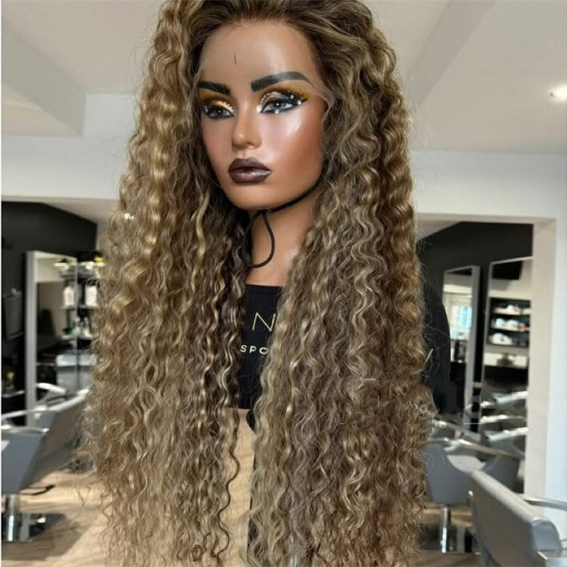 Lace Front Humana Cacheada loira com mechas 70cm 13x4 HD -Michele