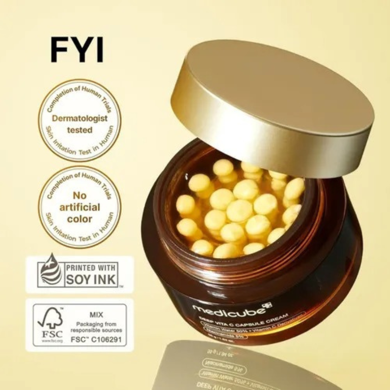 Medicube Deep Vita C Capsule Cream – Creme Facial Iluminador com Cápsulas de Vitamina C e Niacinamida