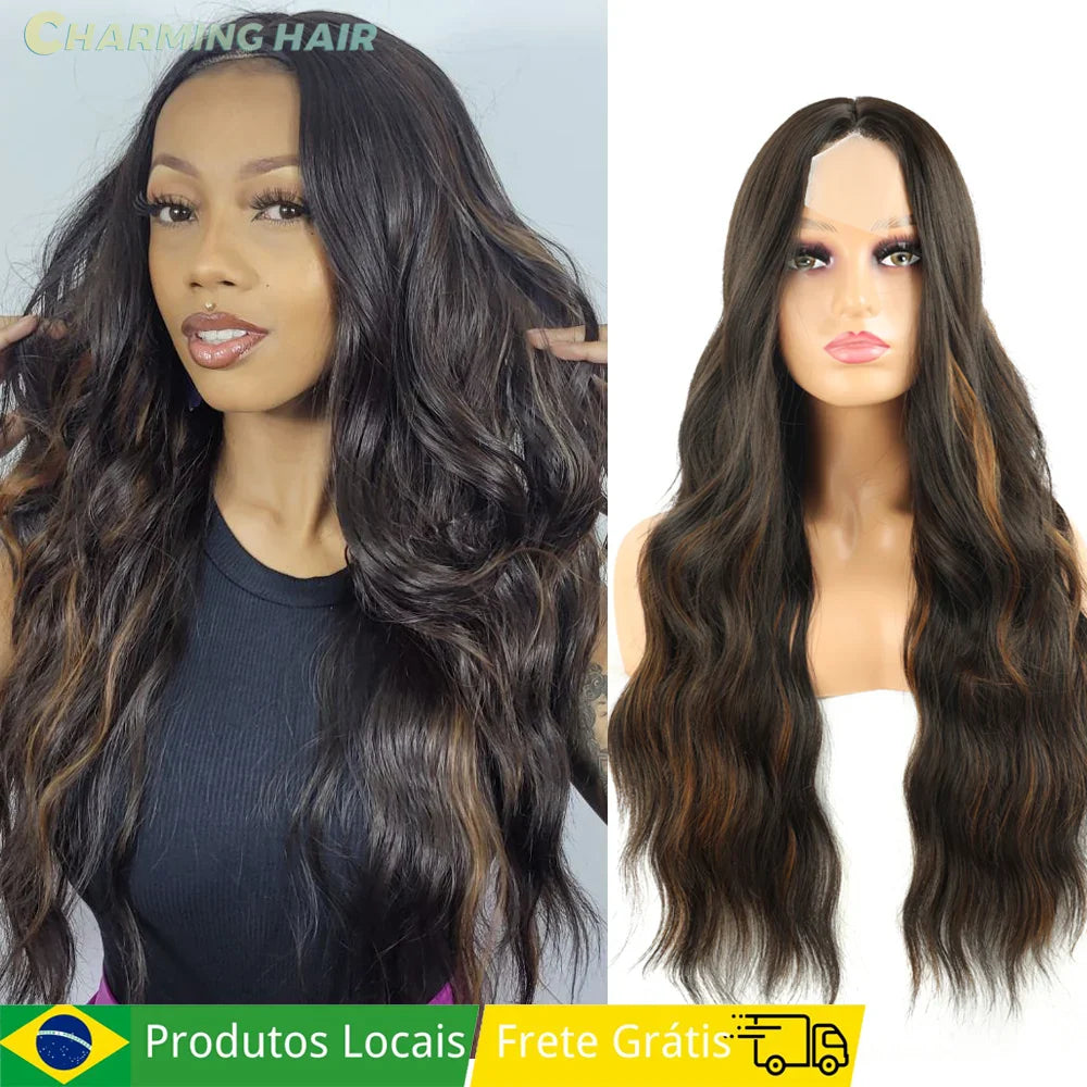 Peruca Lace Ondulada - Fibra Orgânica Premium - 70cm