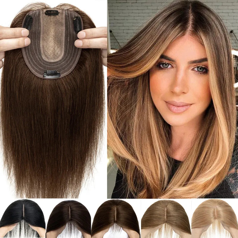 Aplique Topo De Cabeça (Cabelo Humano) - Para Alopecia, Falhas, Cabelos Ralos e com Queda