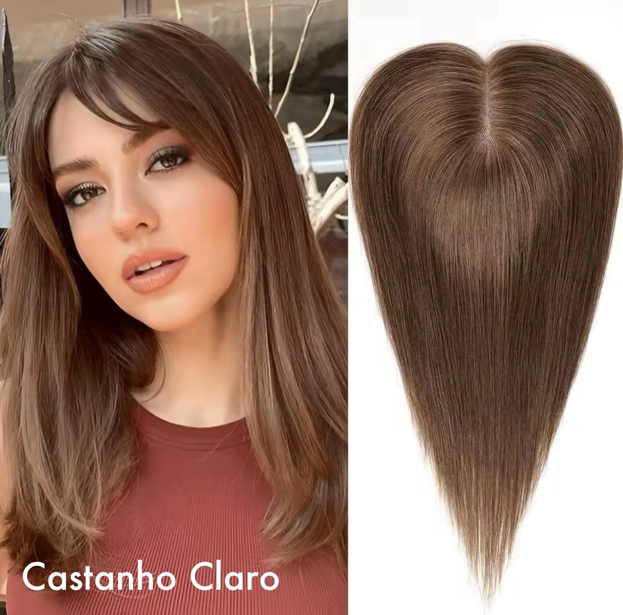 Aplique Topo De Cabeça (Cabelo Humano) - Para Alopecia, Falhas, Cabelos Ralos e com Queda