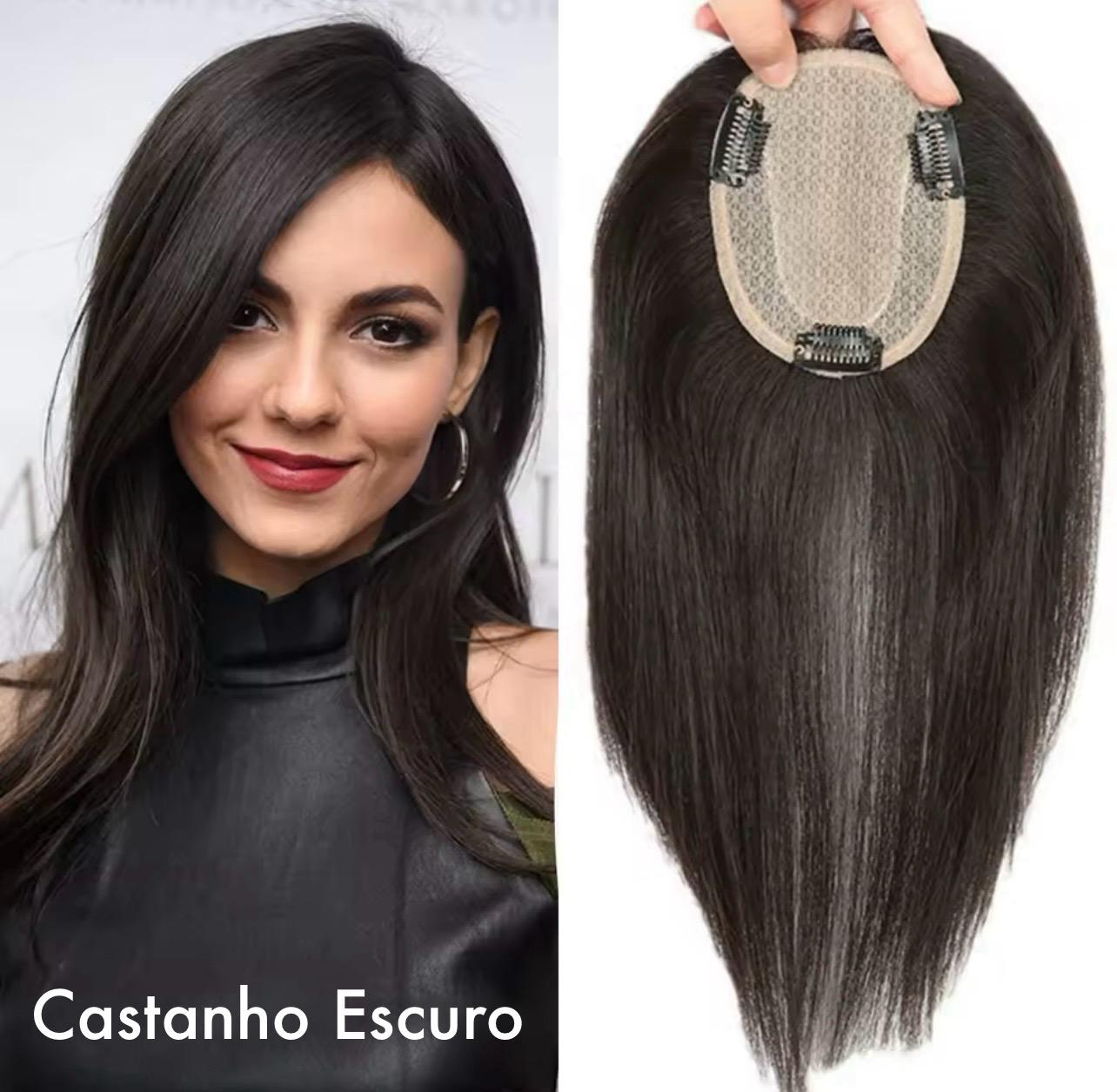 Aplique Topo De Cabeça (Cabelo Humano) - Para Alopecia, Falhas, Cabelos Ralos e com Queda
