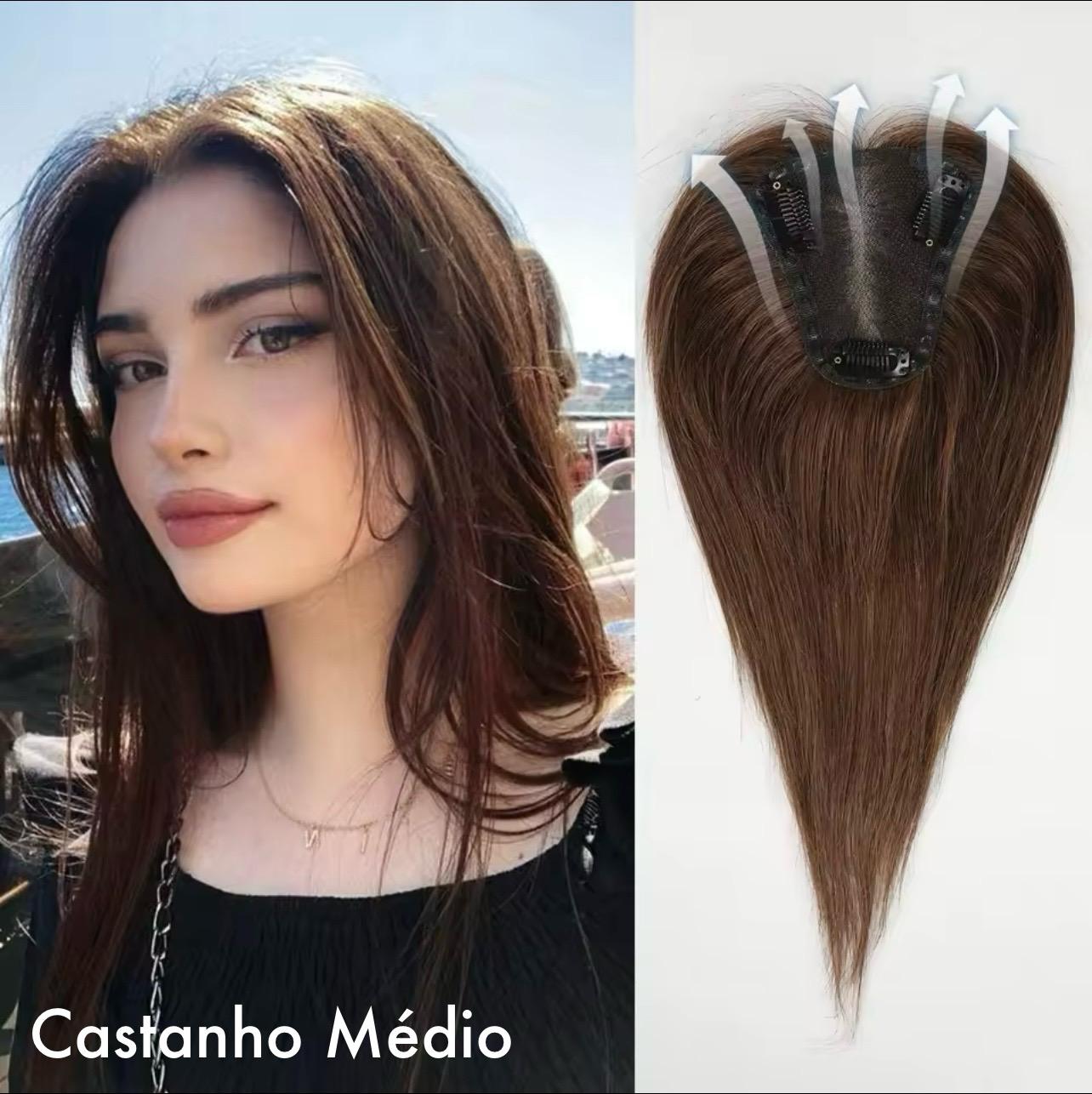 Aplique Topo De Cabeça (Cabelo Humano) - Para Alopecia, Falhas, Cabelos Ralos e com Queda