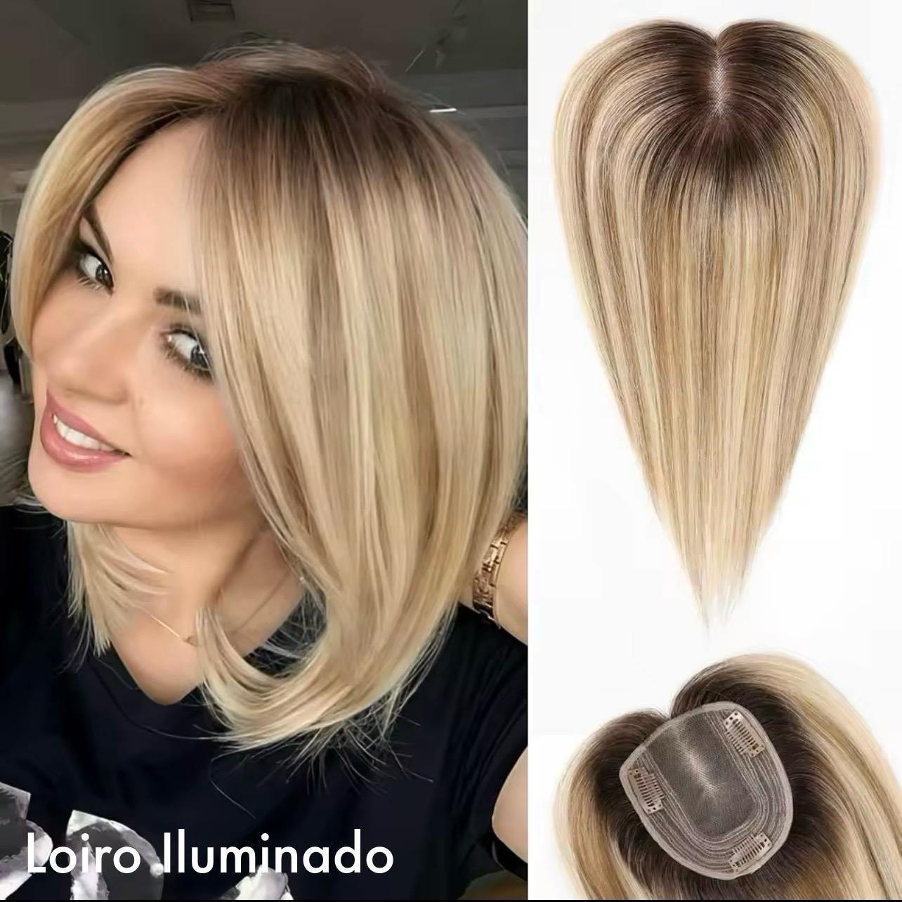 Aplique Topo De Cabeça (Cabelo Humano) - Para Alopecia, Falhas, Cabelos Ralos e com Queda