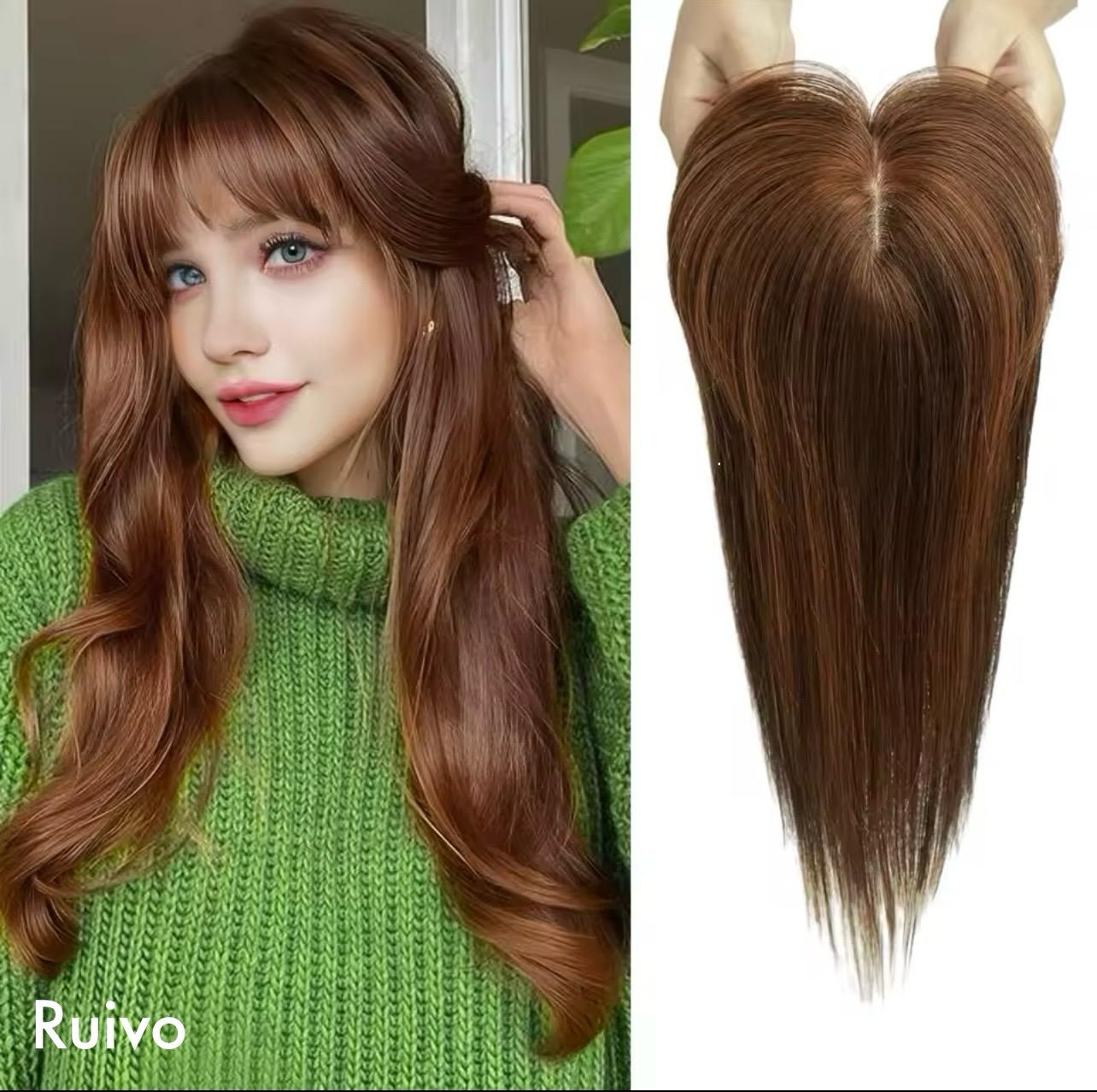 Aplique Topo De Cabeça (Cabelo Humano) - Para Alopecia, Falhas, Cabelos Ralos e com Queda