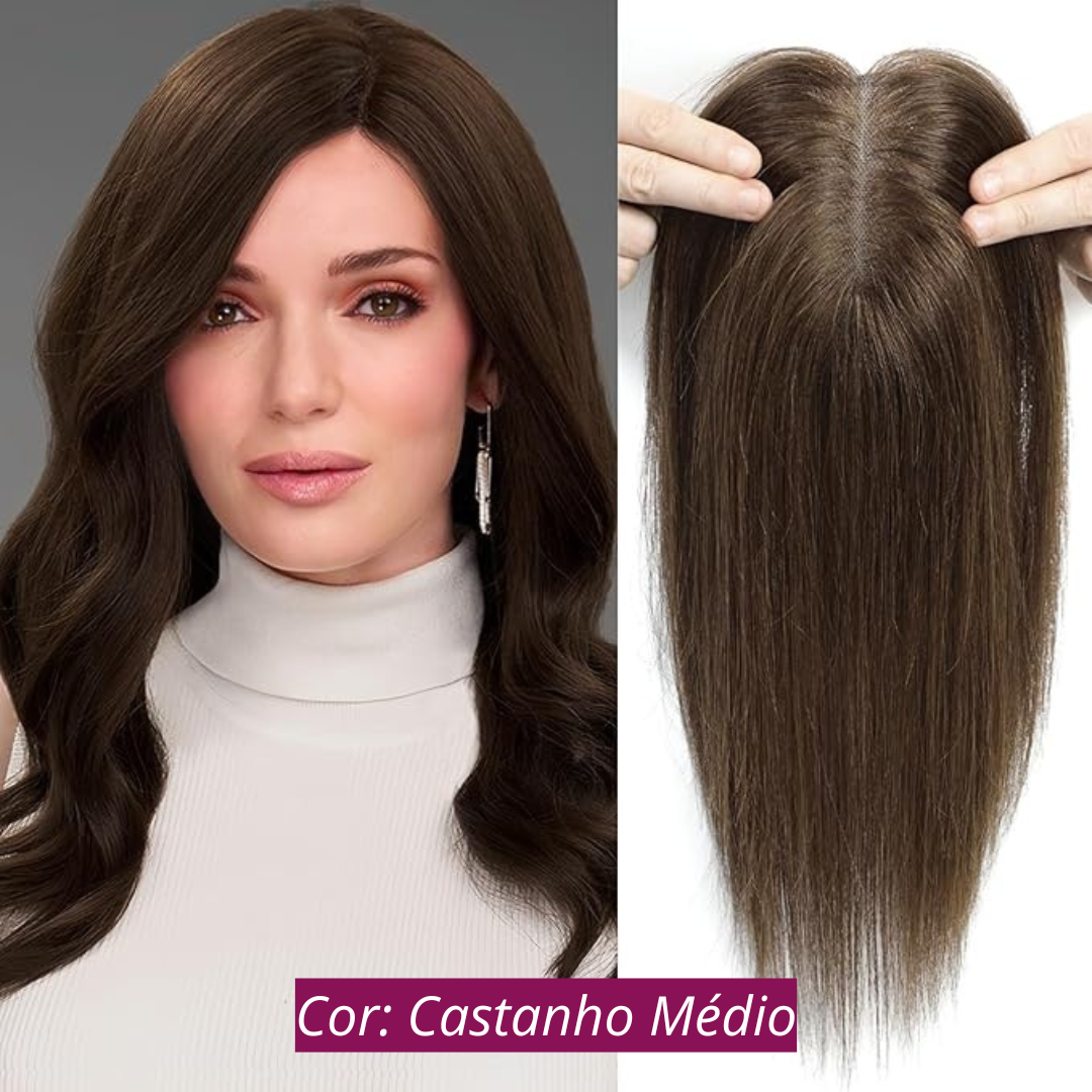 Aplique Topo de Cabeça - Fibra Orgânica (Para Alopecia, Falhas, Cabelos Ralos e com Queda)