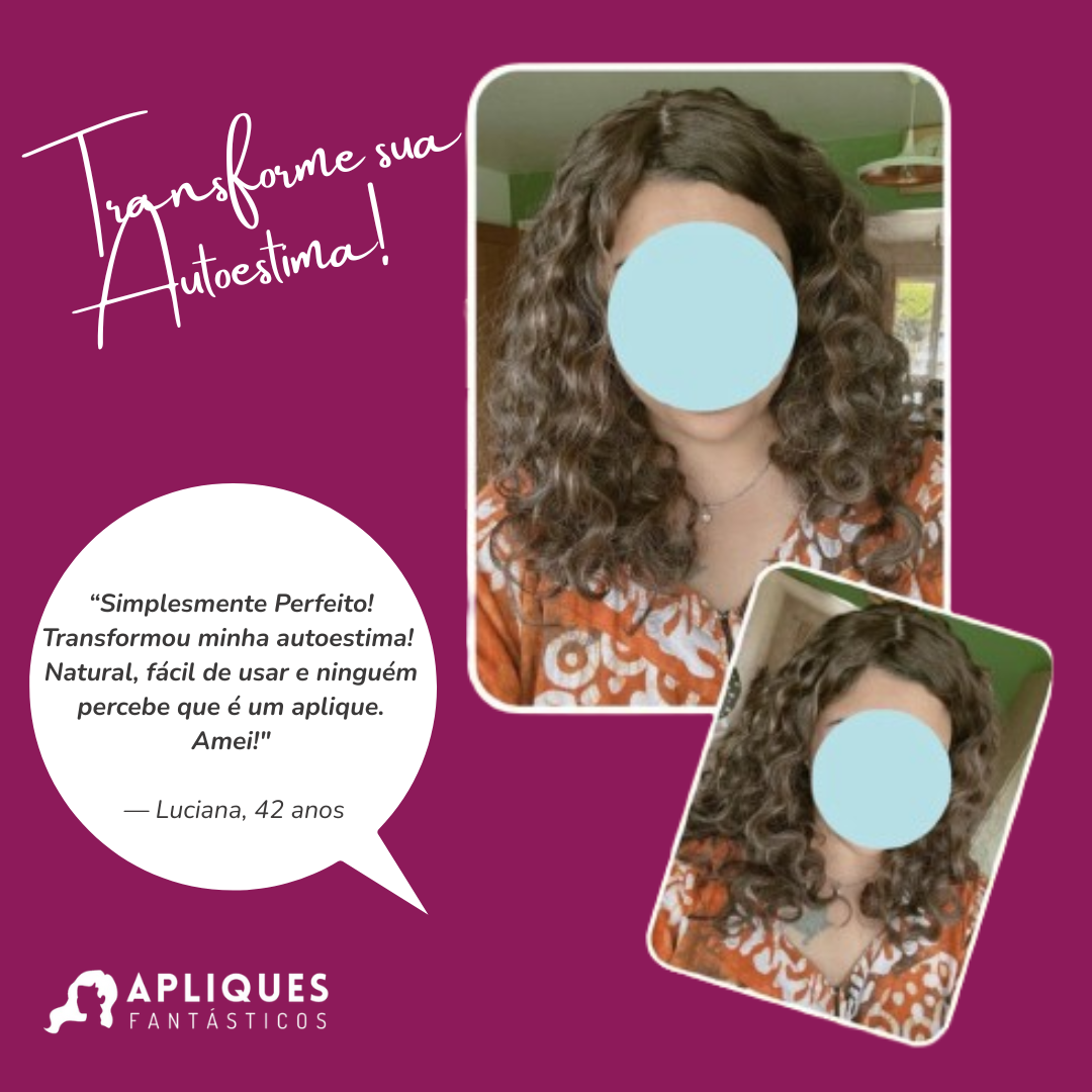 Aplique Topo de Cabeça Cacheado - Fibra Orgânica (Para Alopecia, Falhas, Cabelos Ralos e com Queda)