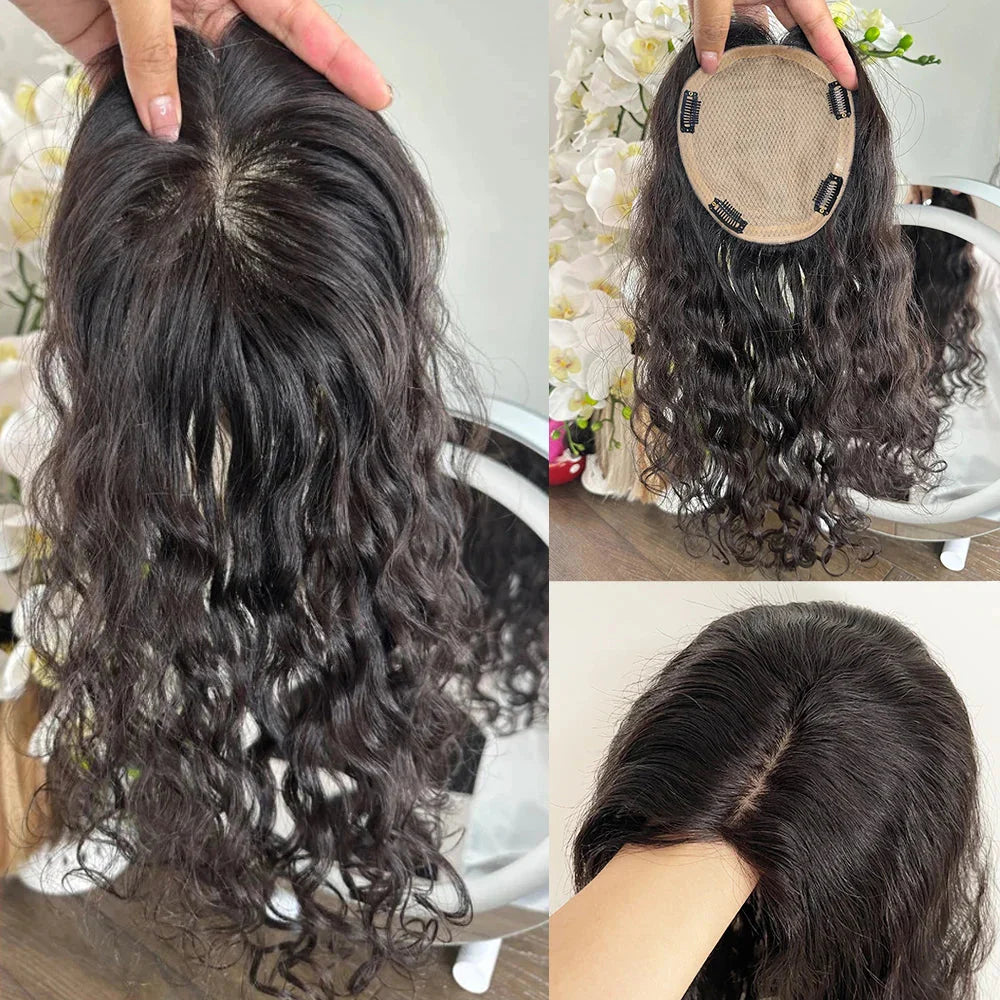 Aplique Topo de Cabelo Cacheado – 100% Humano (Cabelo Virgem)
