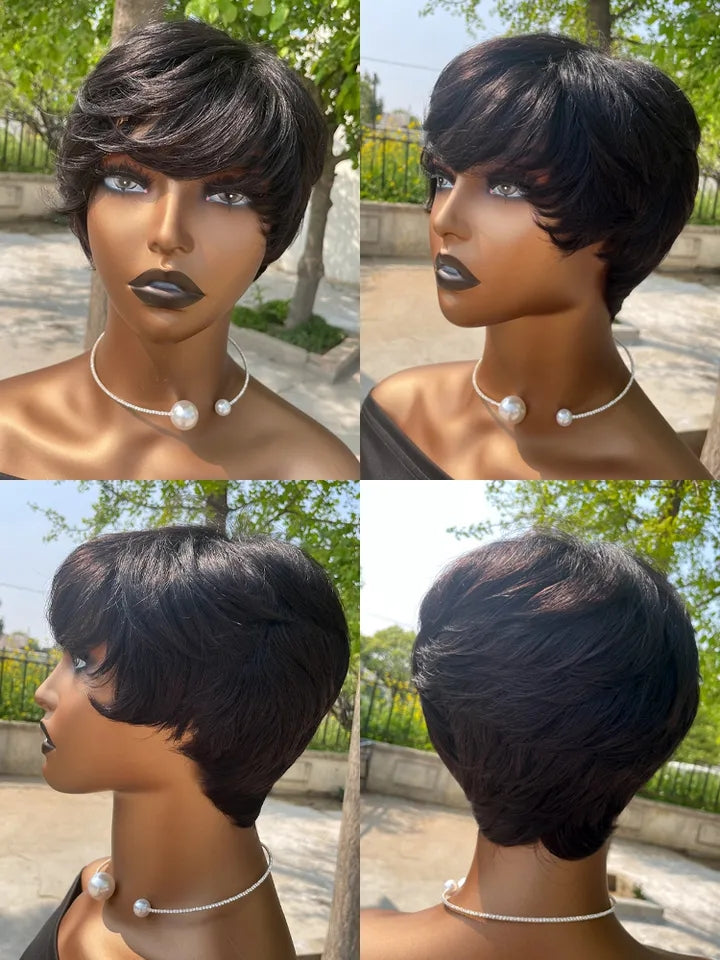 Peruca curta cabelo Humano - Lila