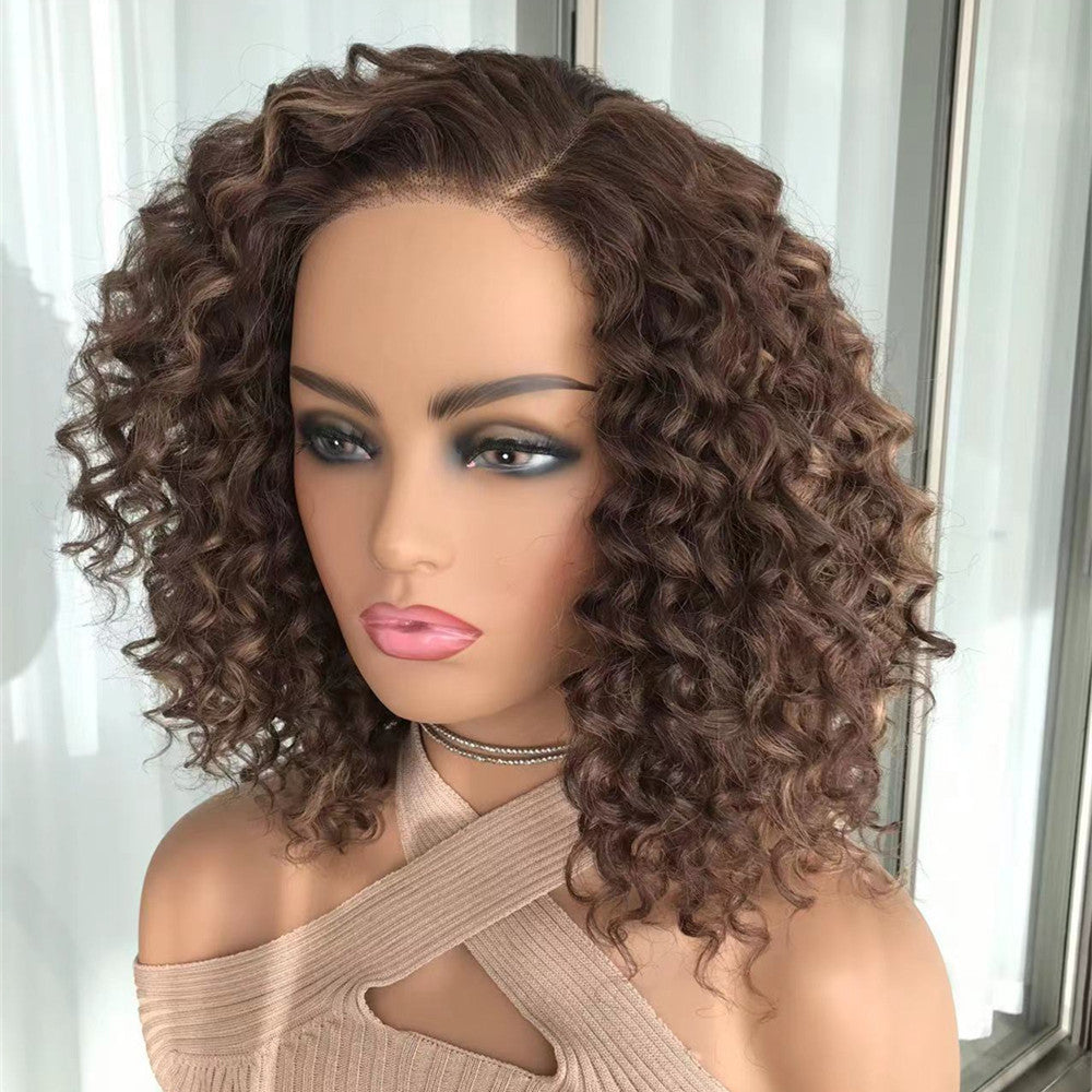 Lace Front Humana cacheada morena iluminada 40cm 13x4 HD -Barbara